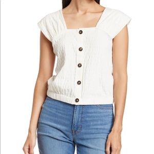 NWT Madewell Crinkle Knit Button-Front Top